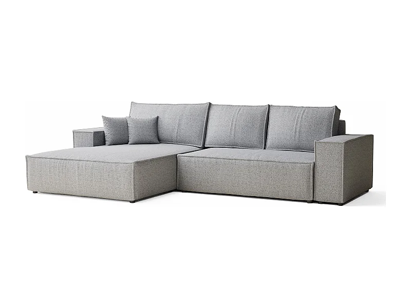 Hoekbank met slaapfunctie Maze in geweven stof - Vijfpersoons - lichtgrijs