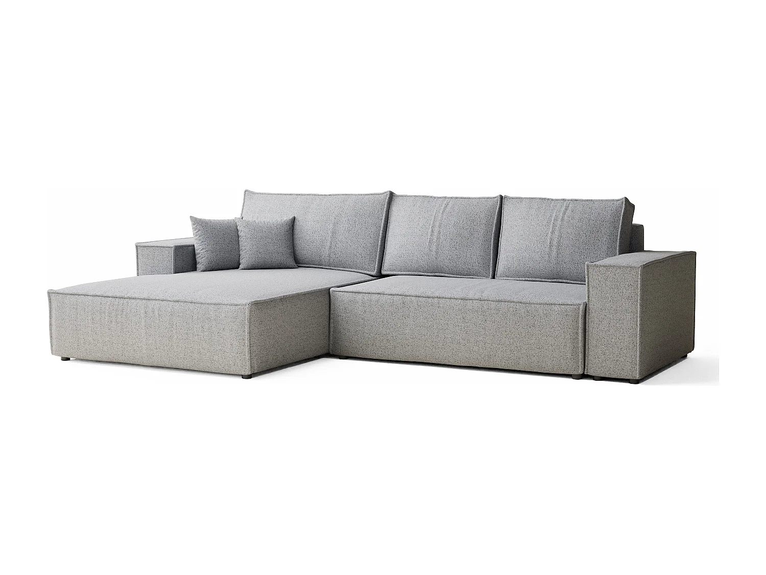 Canapé d'angle convertible Maze im tissu tresse - 5 places - gris clair