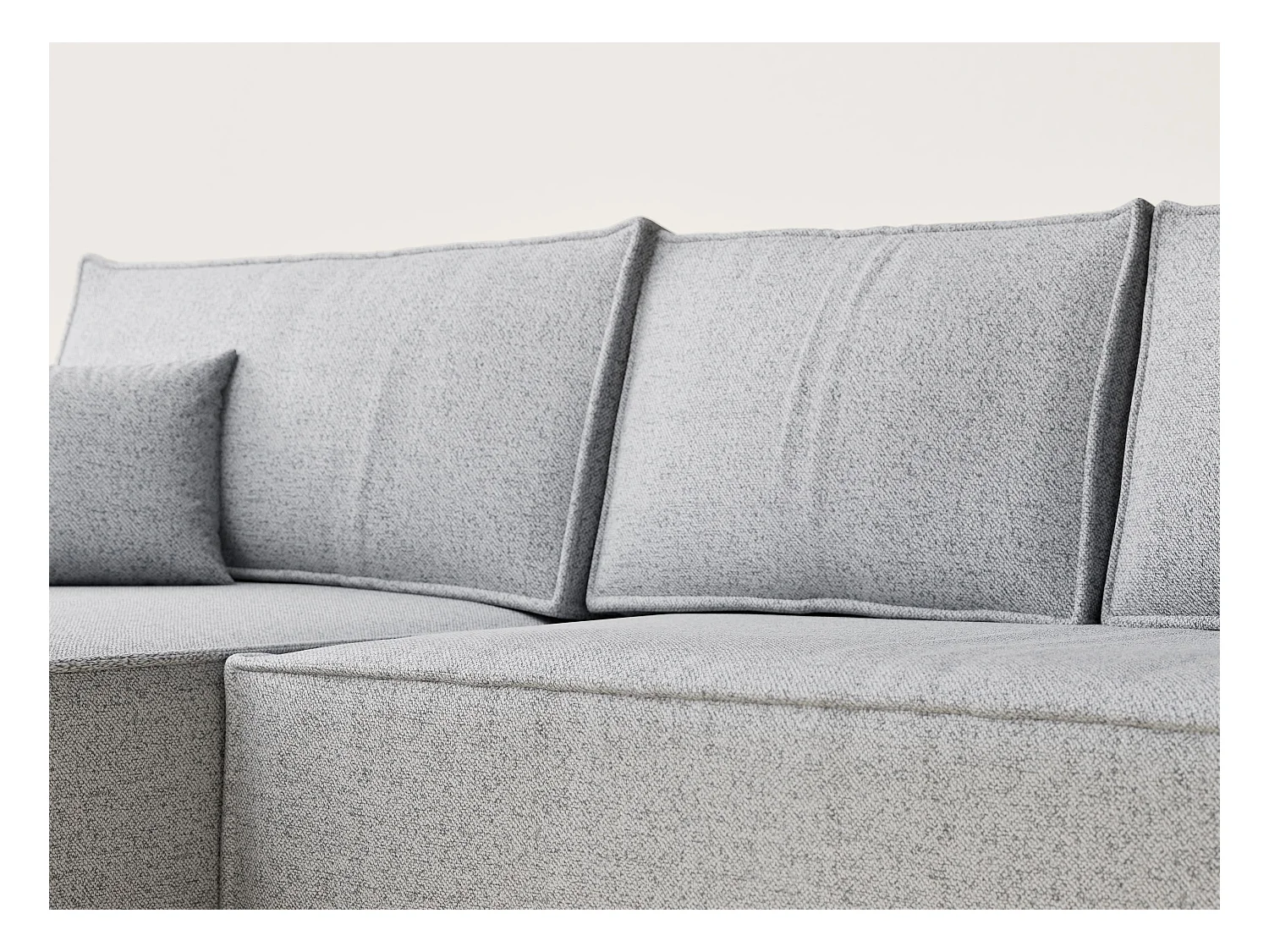 Canapé d'angle convertible Maze im tissu tresse - 5 places - gris clair