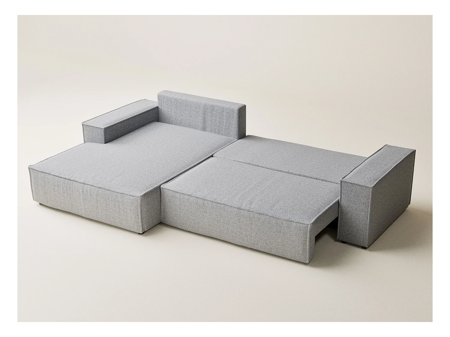 Canapé d'angle convertible Maze im tissu tresse - 5 places - gris clair