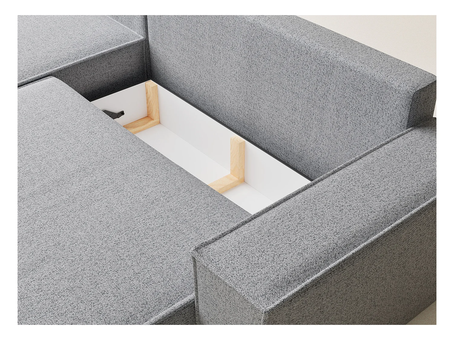 Canapé d'angle convertible Maze im tissu tresse - 5 places - gris clair