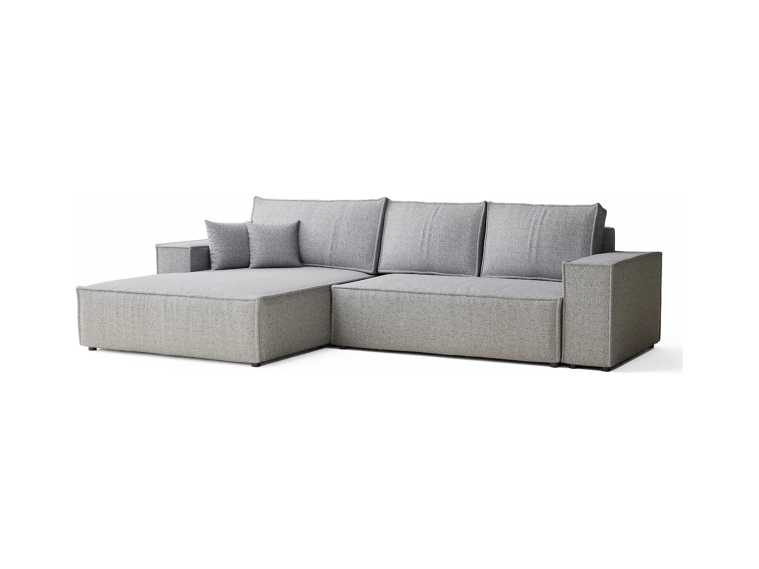 Canapé d'angle convertible Maze im tissu tresse - 5 places - gris clair