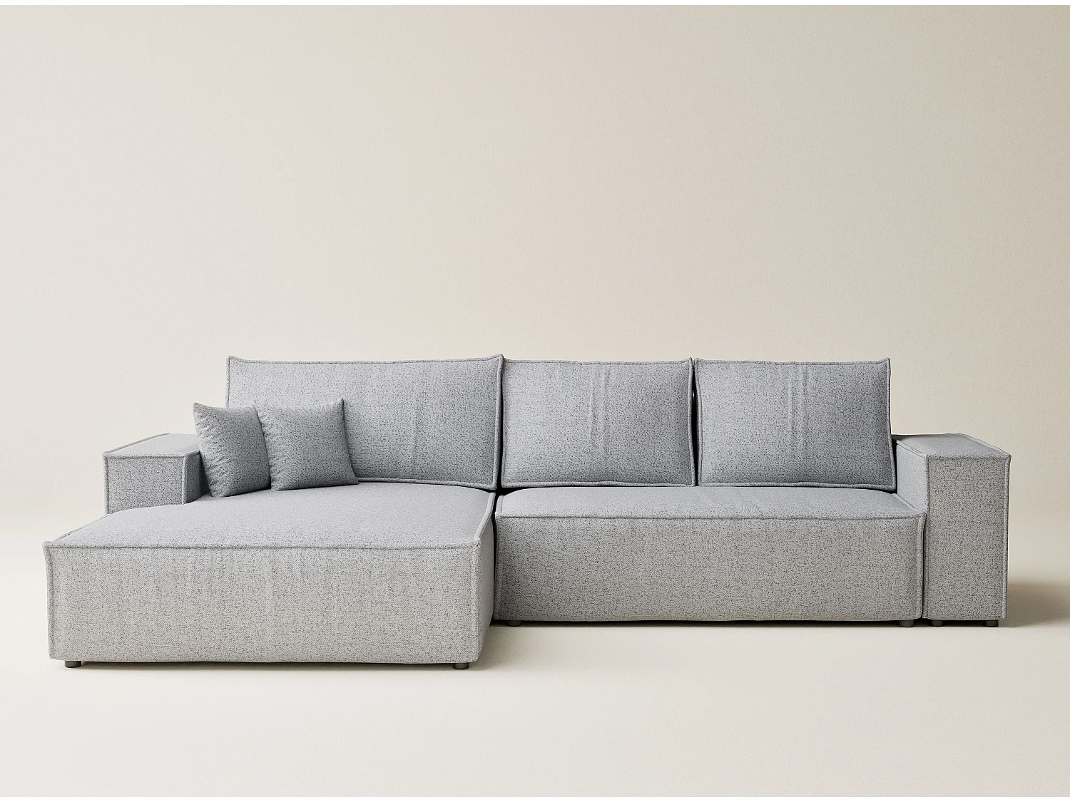 Canapé d'angle convertible Maze im tissu tresse - 5 places - gris clair