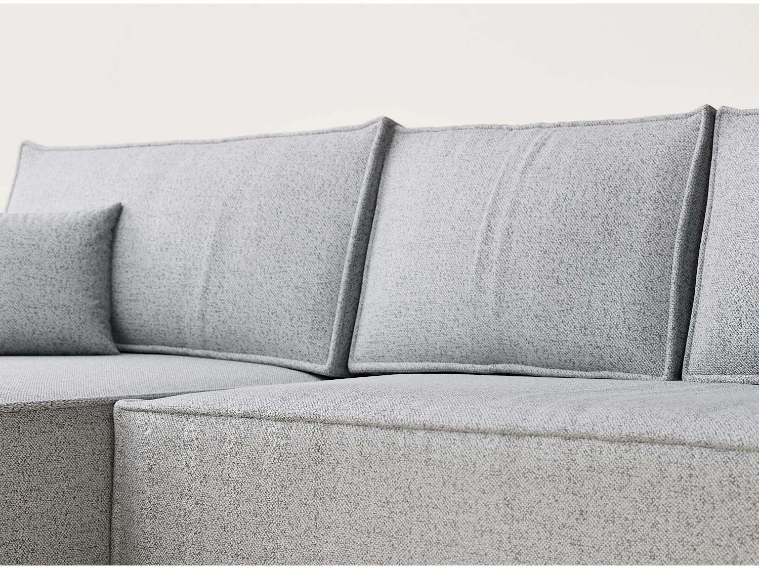 Canapé d'angle convertible Maze im tissu tresse - 5 places - gris clair