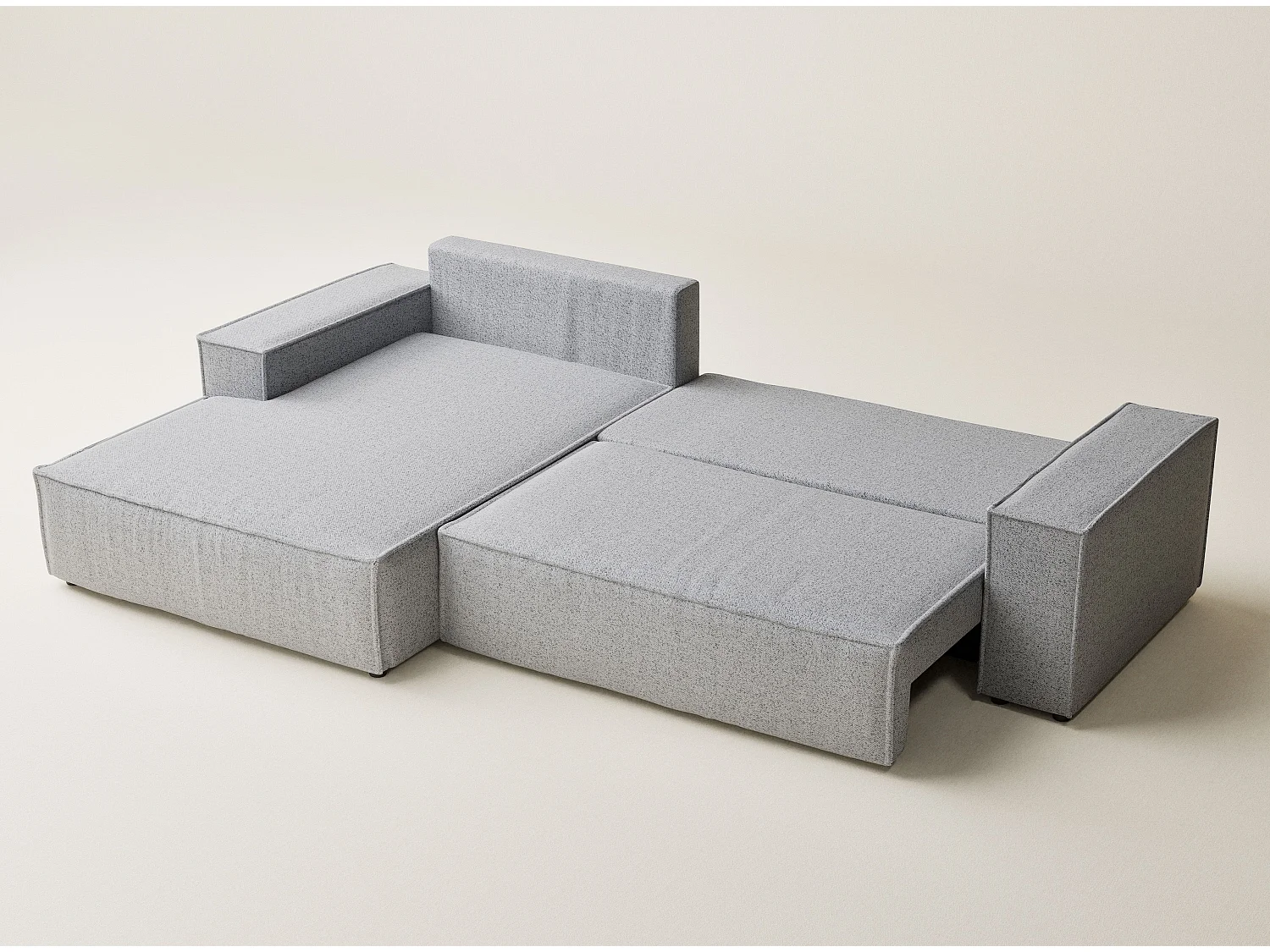 Canapé d'angle convertible Maze im tissu tresse - 5 places - gris clair