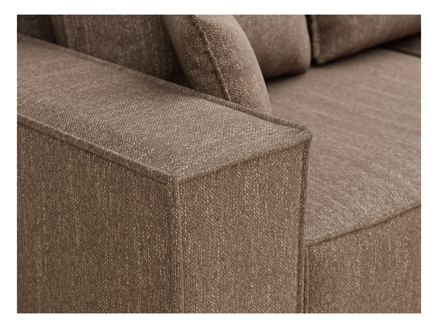 Canapé d'angle convertible Moyo im tissu tresse - 3 places - brun