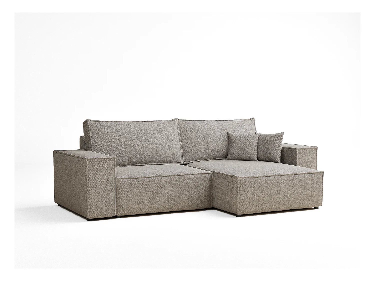 Ecksofa mit Schlaffunktion Zaya aus Webstoff - Drei-Personen - beige