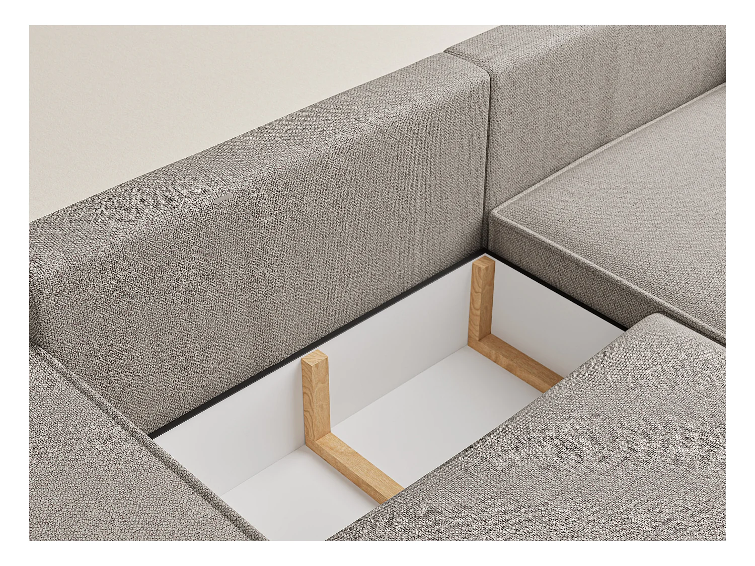 Ecksofa mit Schlaffunktion Zaya aus Webstoff - Drei-Personen - beige