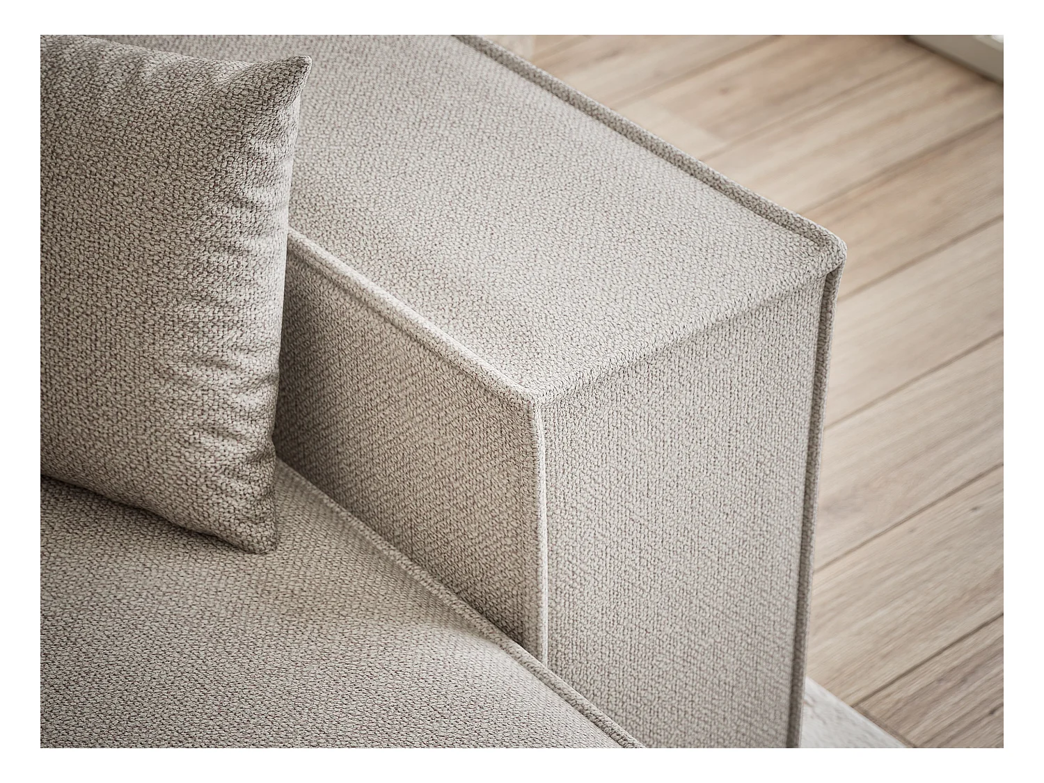 Ecksofa mit Schlaffunktion Zaya aus Webstoff - Drei-Personen - beige