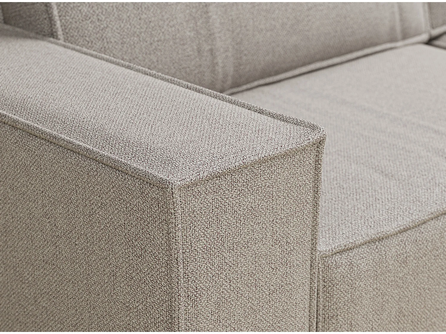 Ecksofa mit Schlaffunktion Zaya aus Webstoff - Drei-Personen - beige