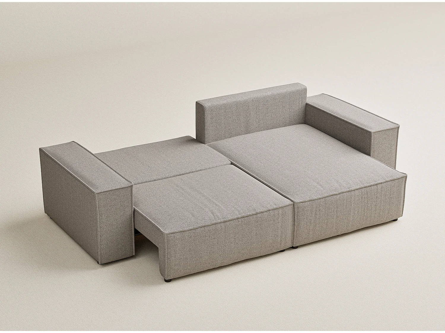 Ecksofa mit Schlaffunktion Zaya aus Webstoff - Drei-Personen - beige