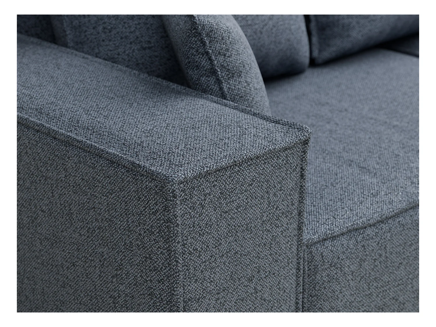 Canapé d'angle convertible Moyo im tissu tresse - 3 places - bleu gris