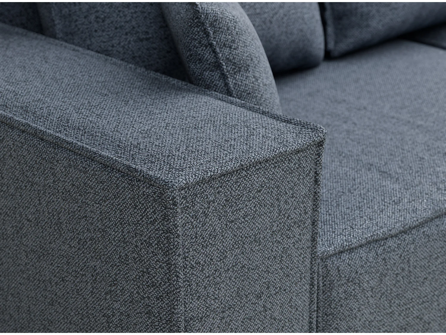 Canapé d'angle convertible Moyo im tissu tresse - 3 places - bleu gris