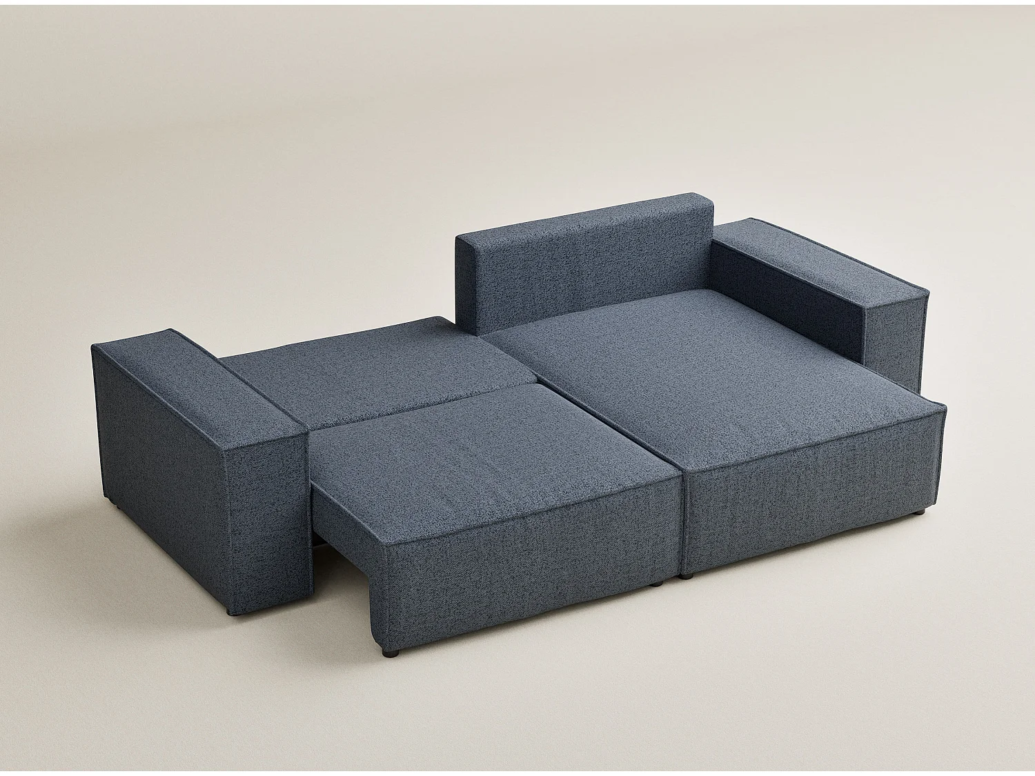 Canapé d'angle convertible Moyo im tissu tresse - 3 places - bleu gris