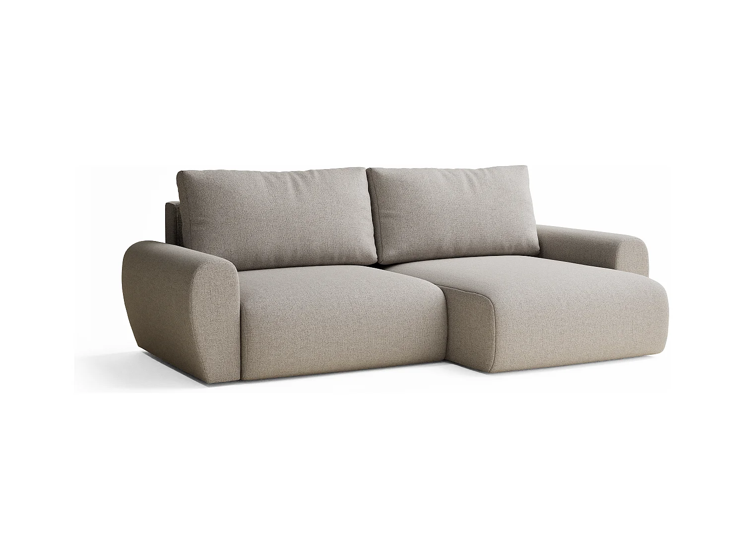 Ecksofa mit Schlaffunktion Numba aus Webstoff - Drei-Personen - beige