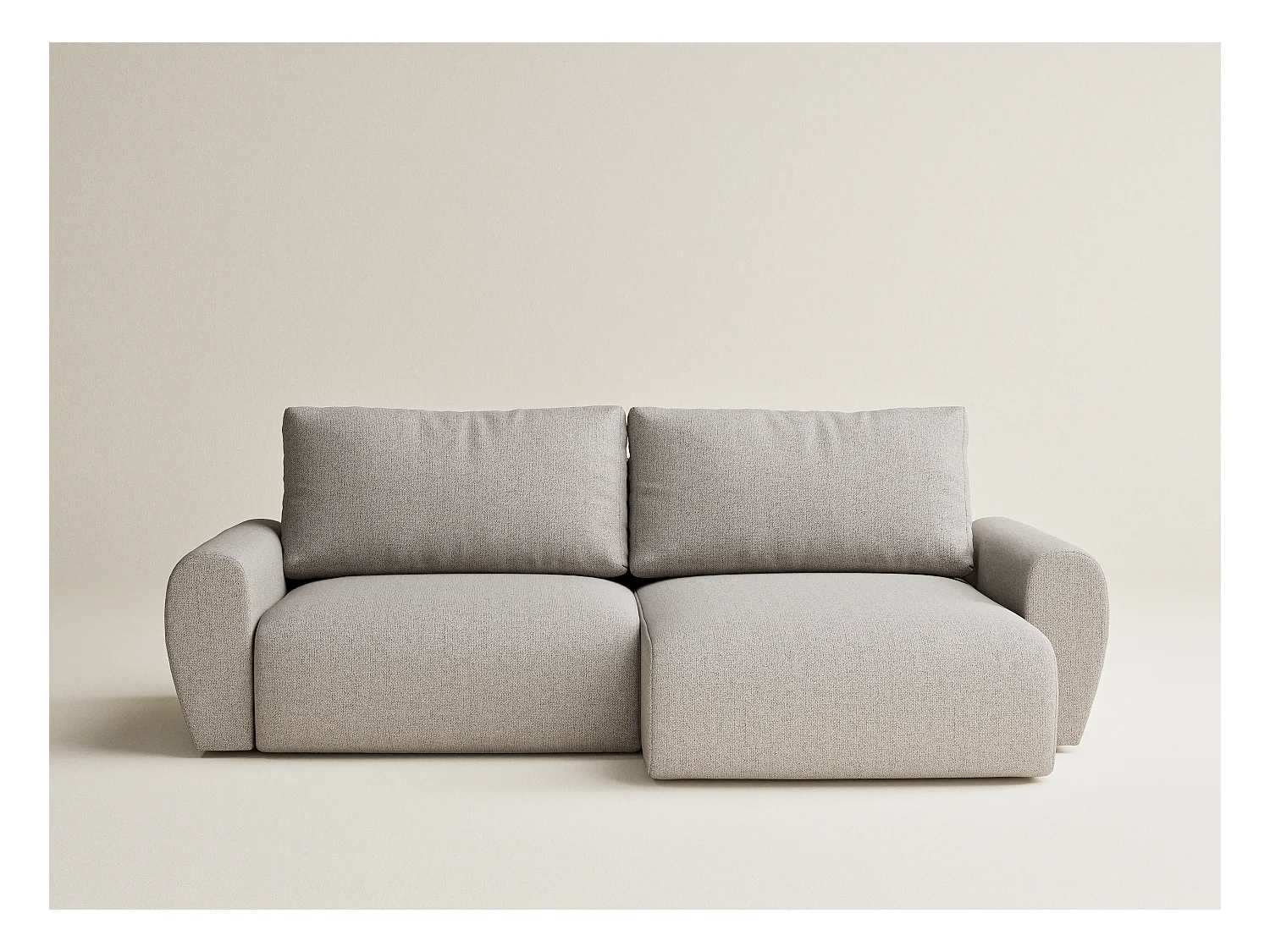 Ecksofa mit Schlaffunktion Numba aus Webstoff - Drei-Personen - beige
