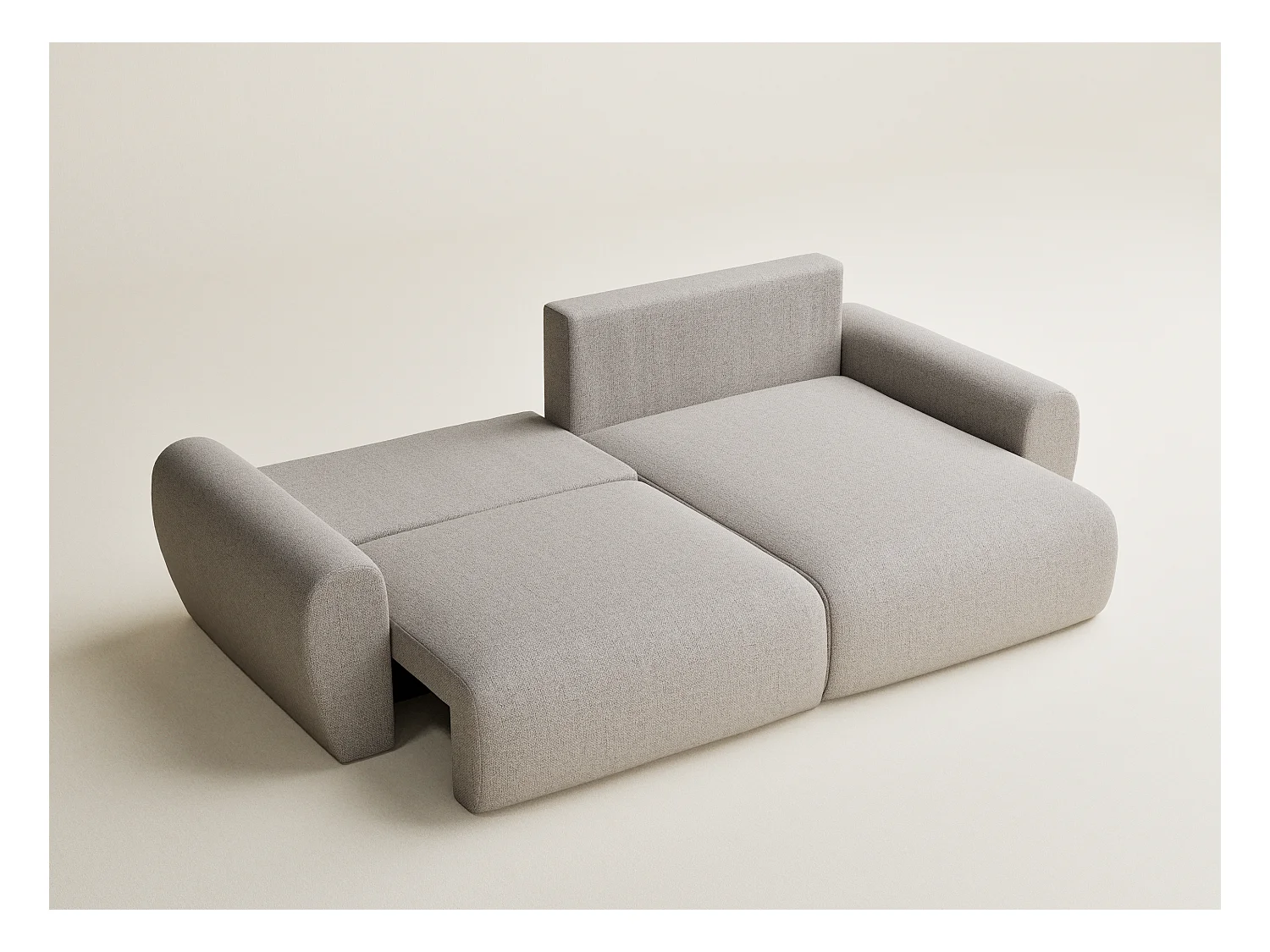 Ecksofa mit Schlaffunktion Numba aus Webstoff - Drei-Personen - beige