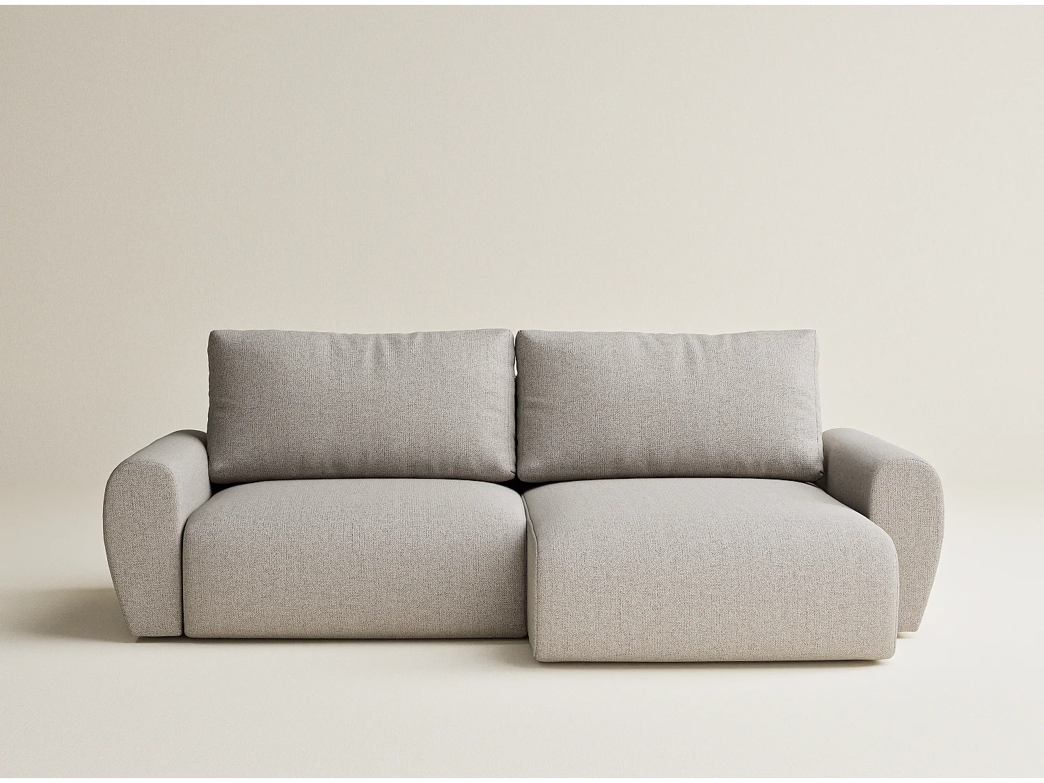 Ecksofa mit Schlaffunktion Numba aus Webstoff - Drei-Personen - beige