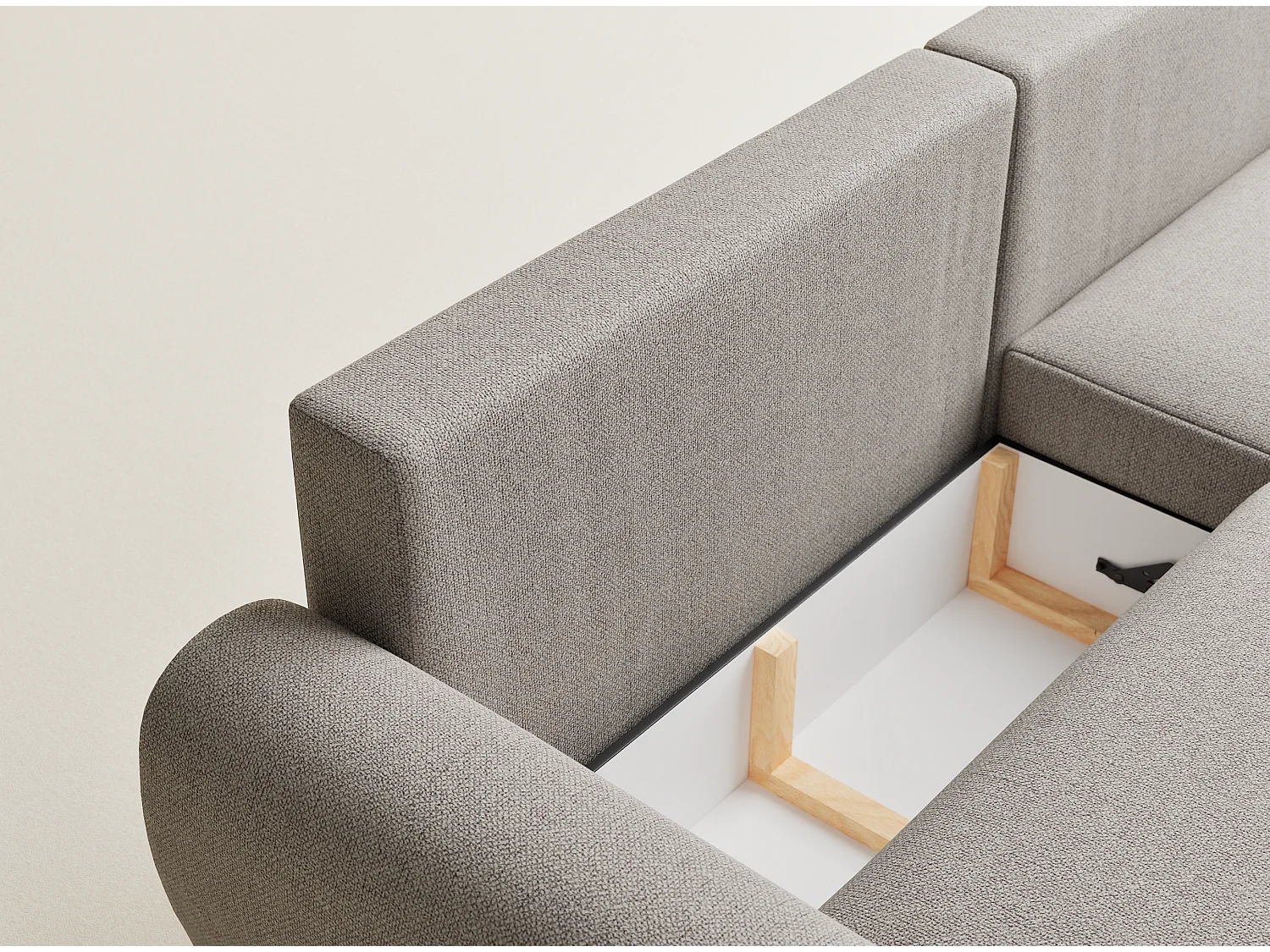 Canapé d'angle convertible Numba im tissu tresse - 3 places - beige