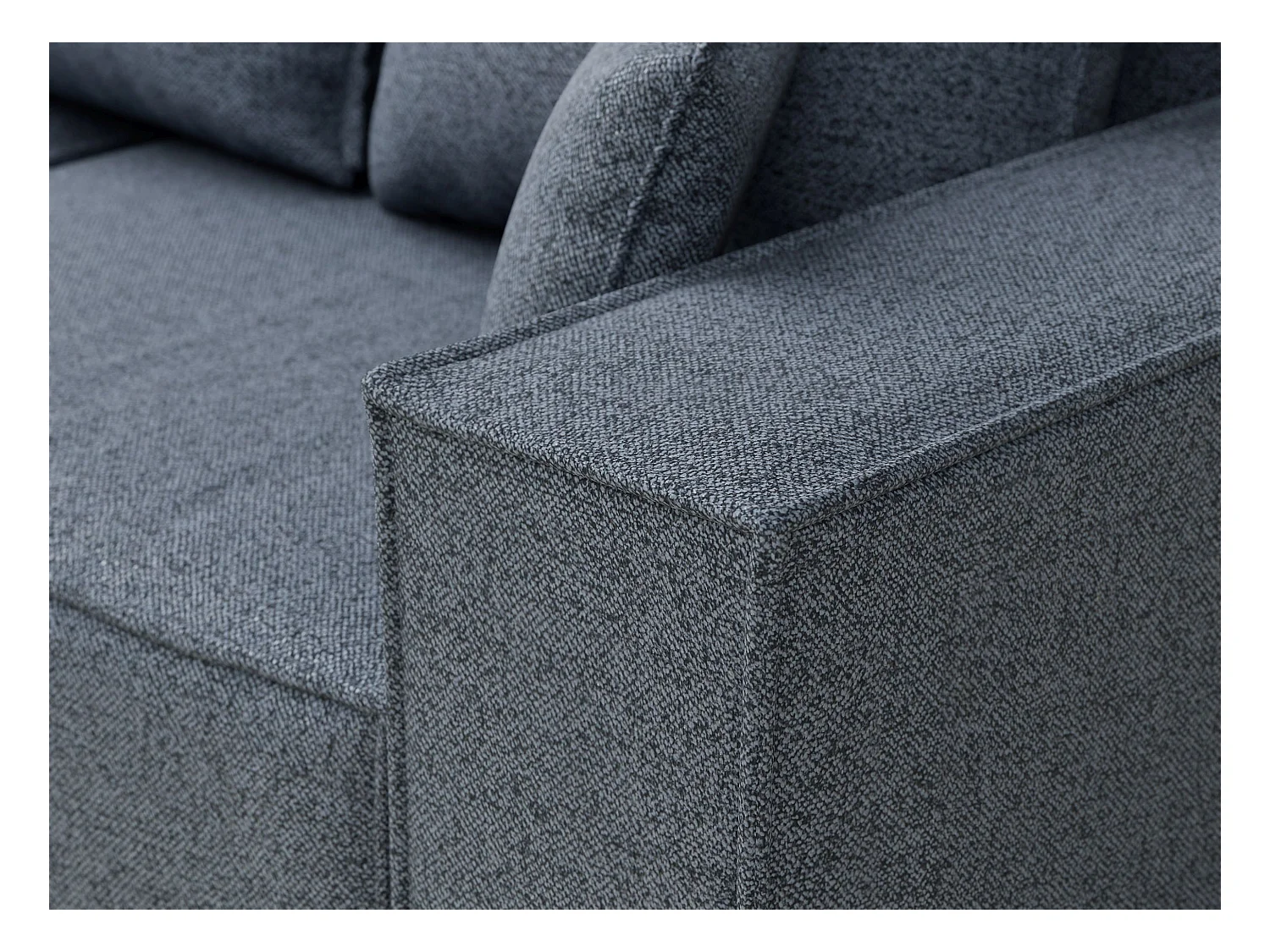 Narożnik z funkcją spania Moyo w tkaninie plecionej - trzyosobowy - niebieskoszary