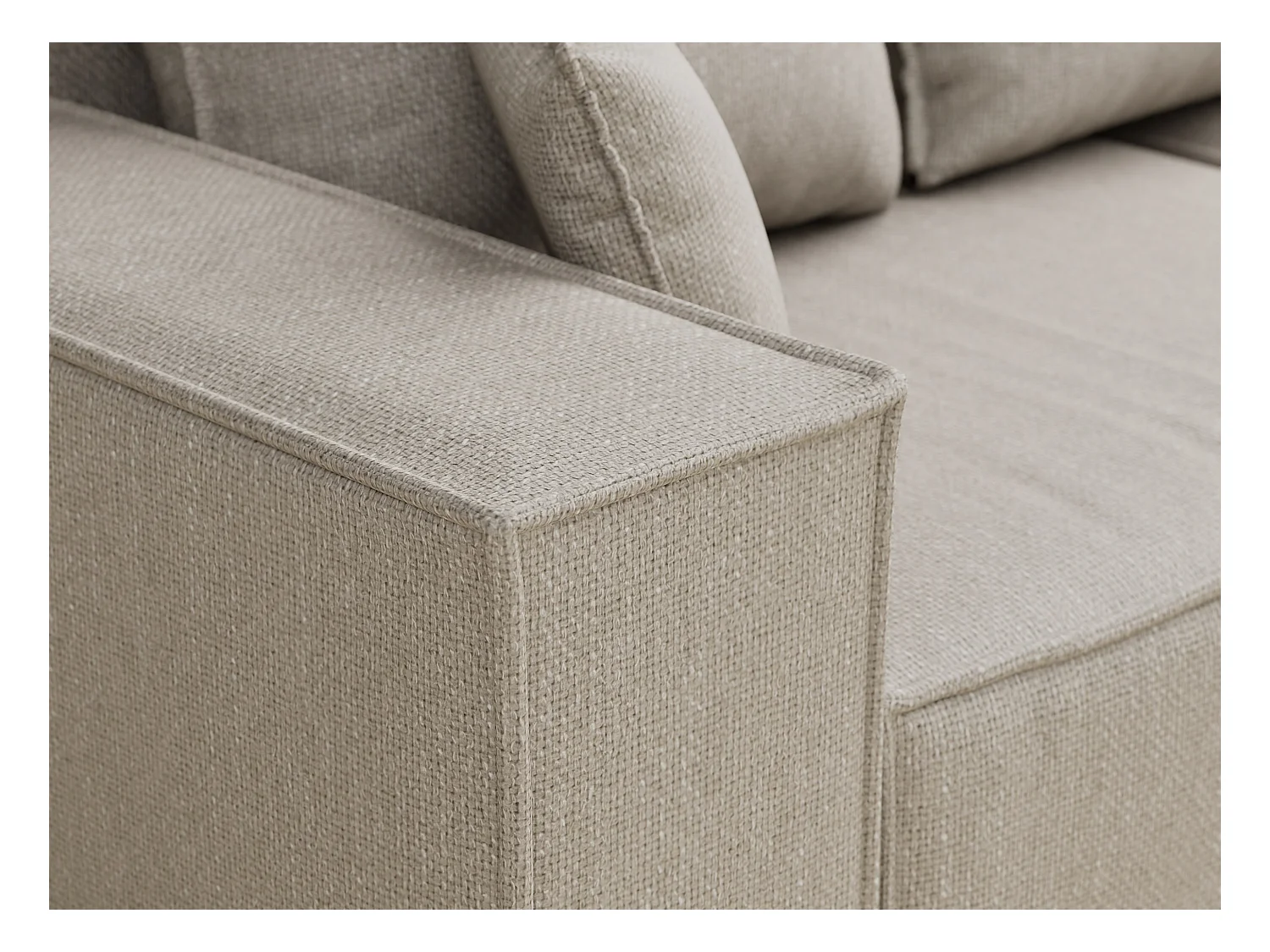 Canapé d'angle convertible Moyo im tissu tresse - 3 places - beige