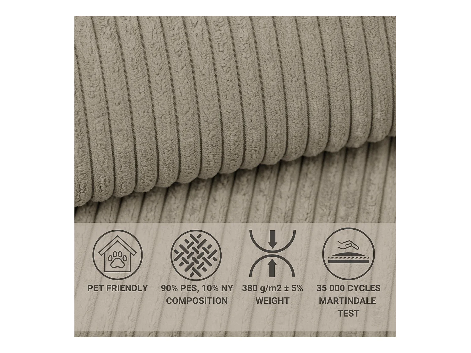 Canapé d'angle convertible Concord im tissu de velours - 5 places - beige