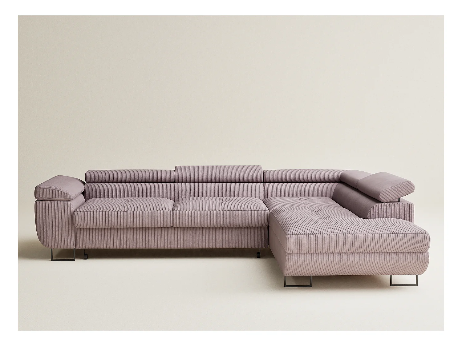 Canapé d'angle convertible Concord im tissu de velours - 5 places - violet