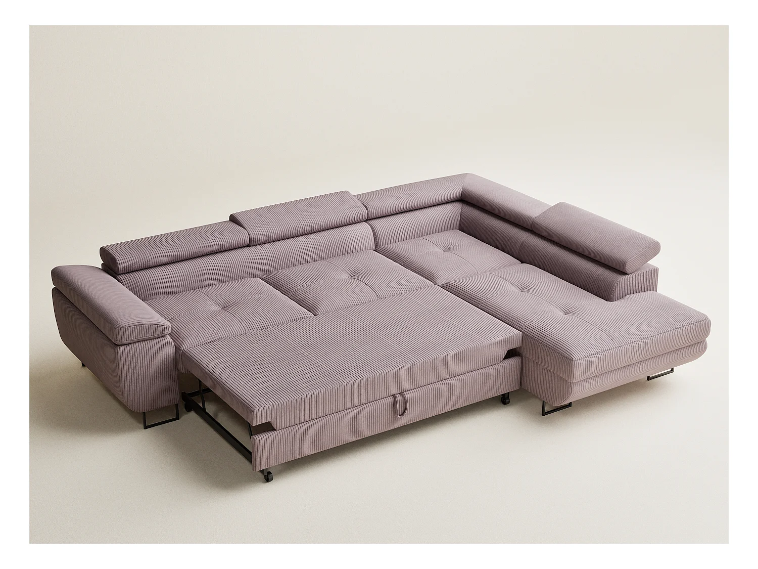 Canapé d'angle convertible Concord im tissu de velours - 5 places - violet
