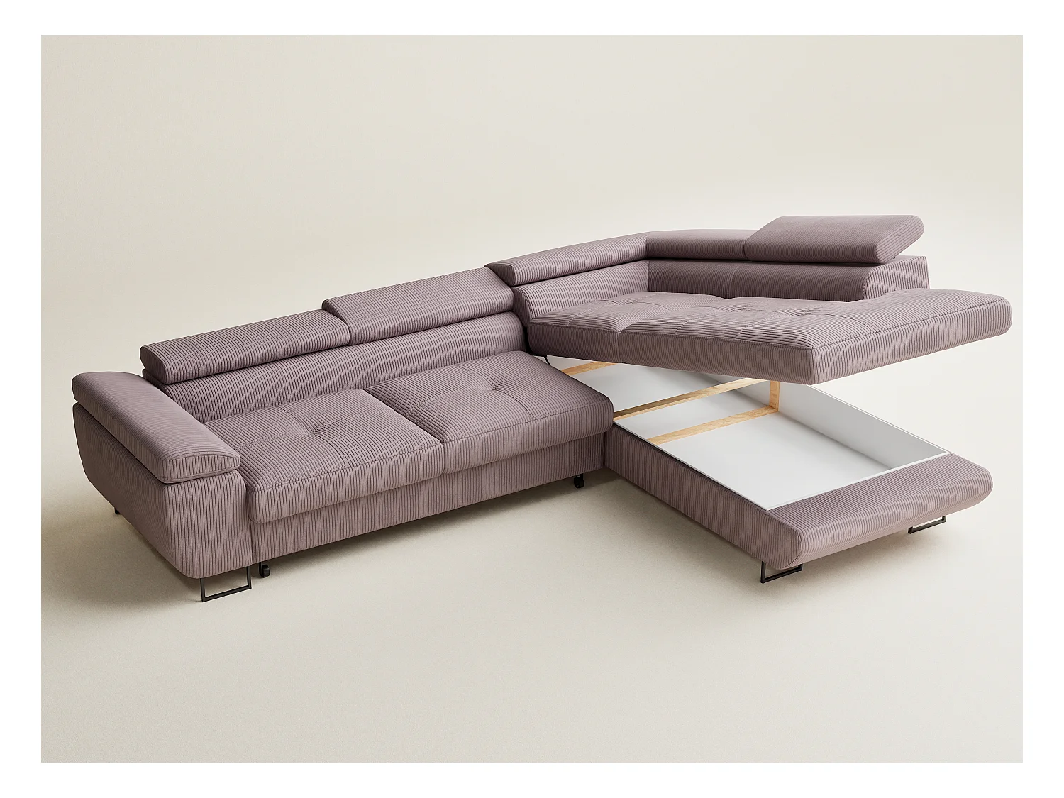 Canapé d'angle convertible Concord im tissu de velours - 5 places - violet