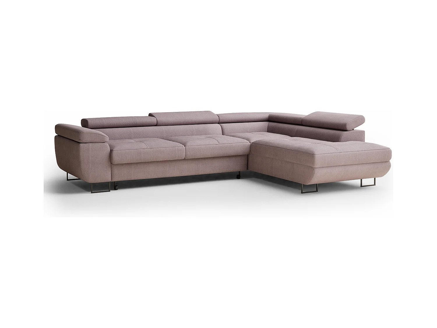 Canapé d'angle convertible Concord im tissu de velours - 5 places - violet