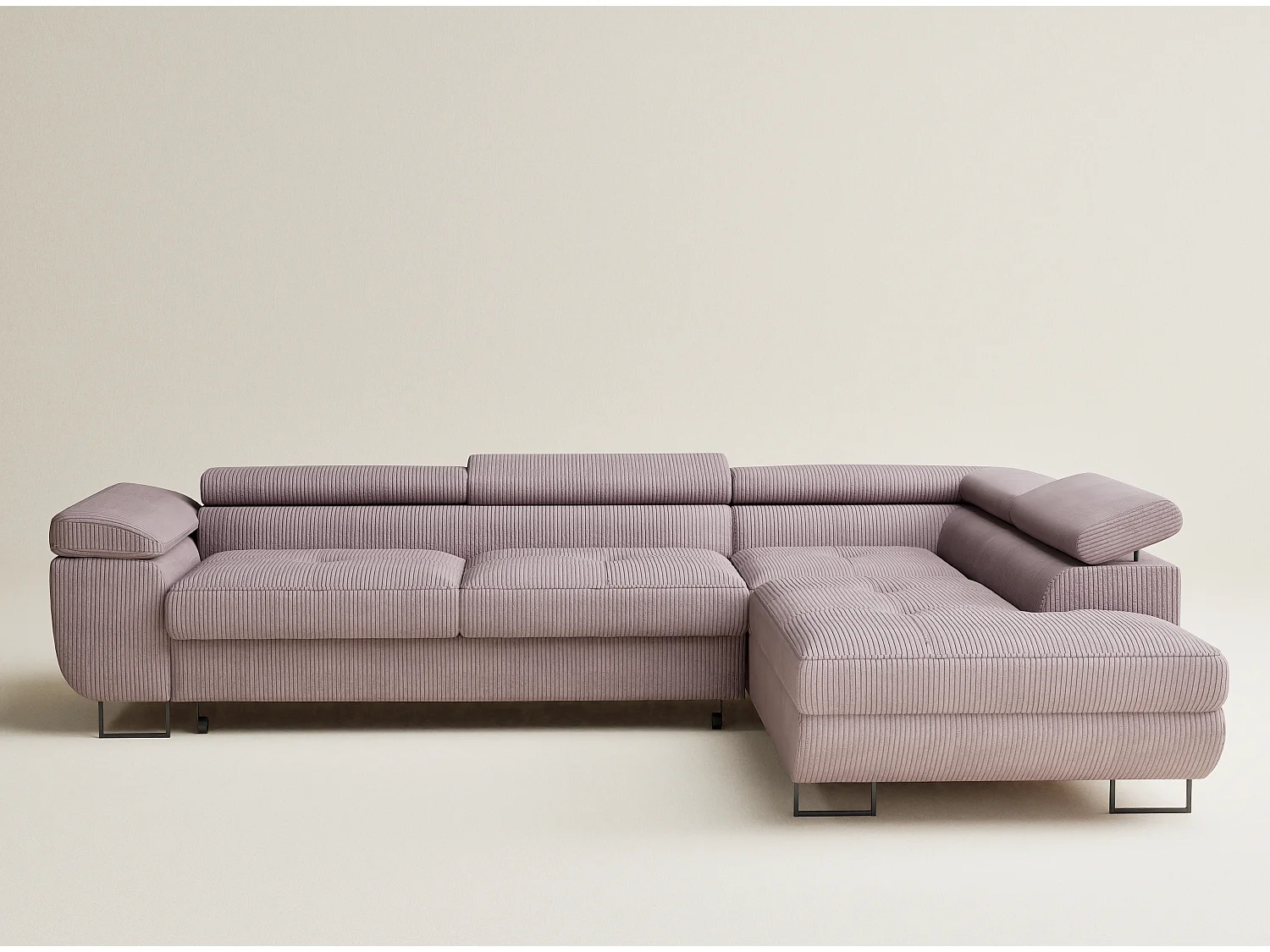 Canapé d'angle convertible Concord im tissu de velours - 5 places - violet
