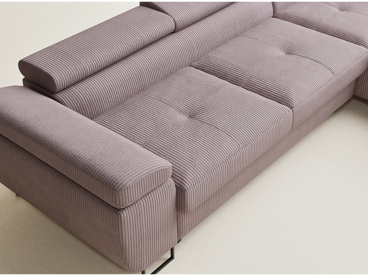 Canapé d'angle convertible Concord im tissu de velours - 5 places - violet