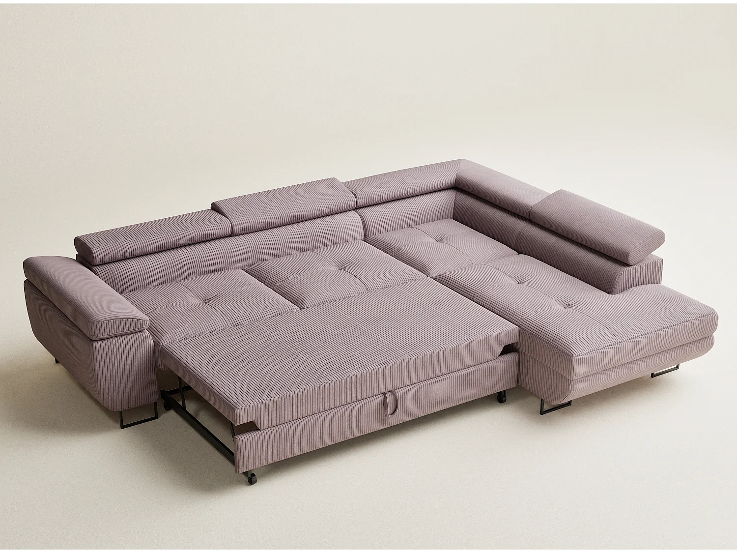 Canapé d'angle convertible Concord im tissu de velours - 5 places - violet