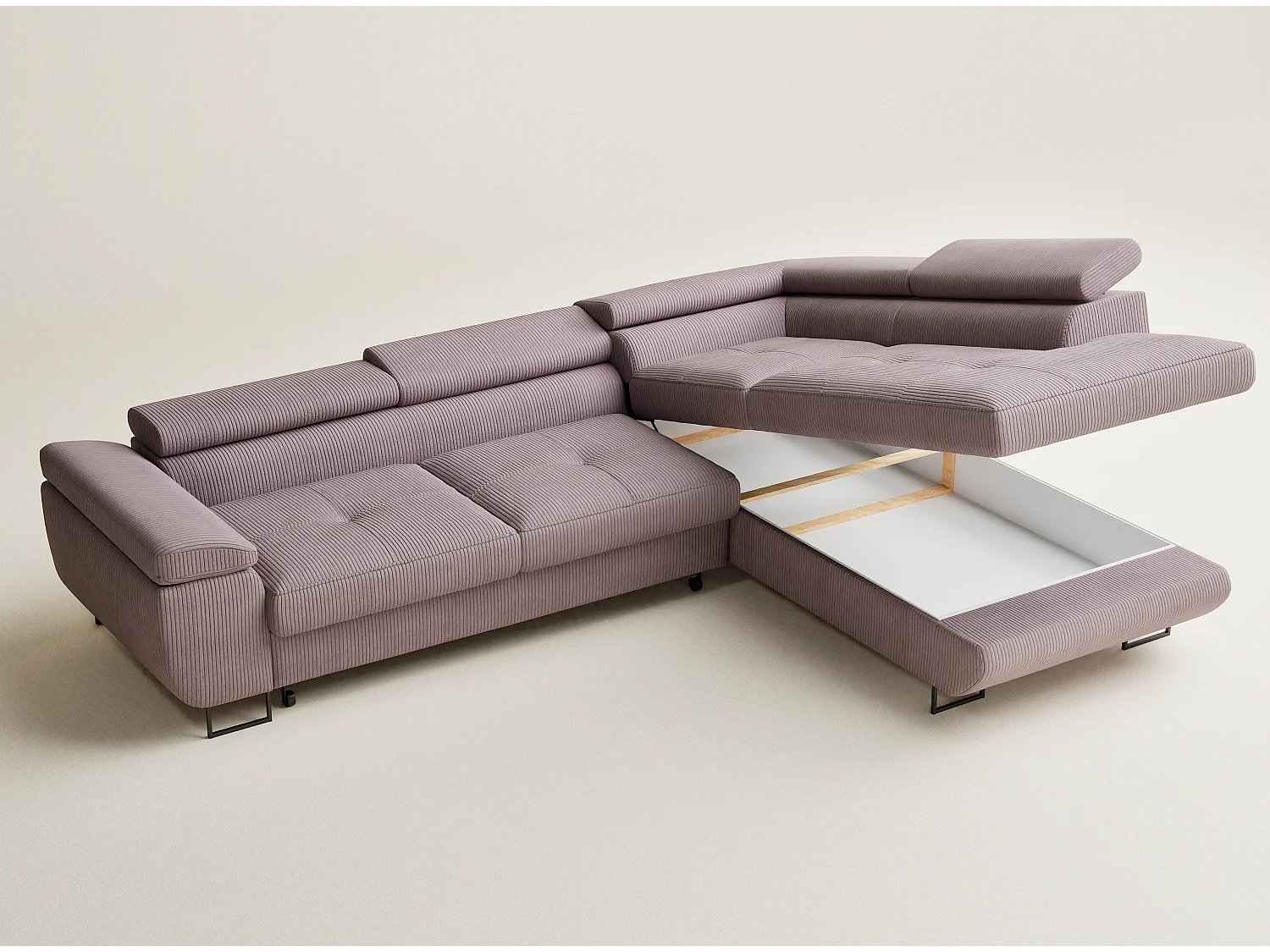 Canapé d'angle convertible Concord im tissu de velours - 5 places - violet