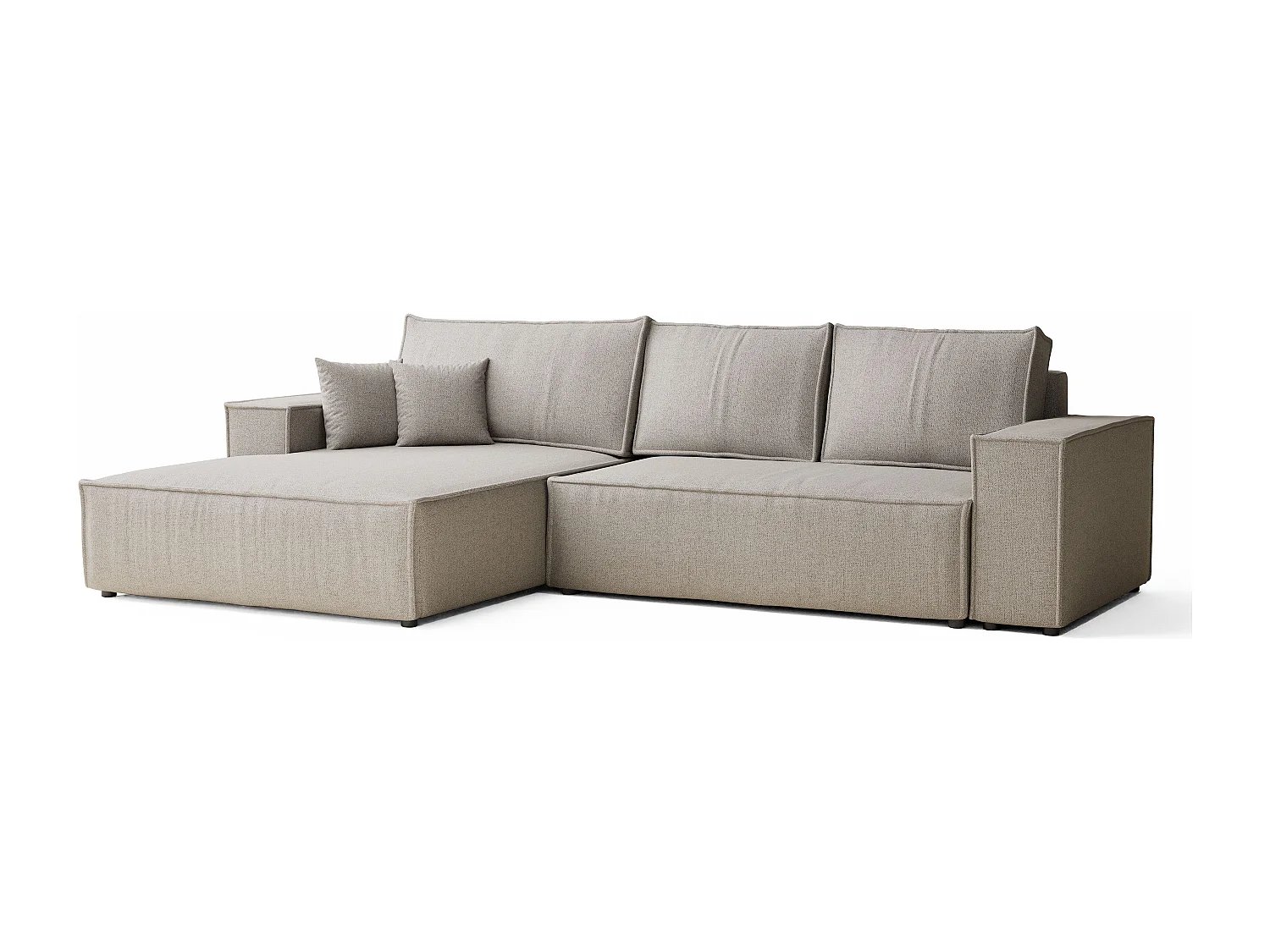 Canapé d'angle convertible Maze im tissu tresse - 5 places - beige