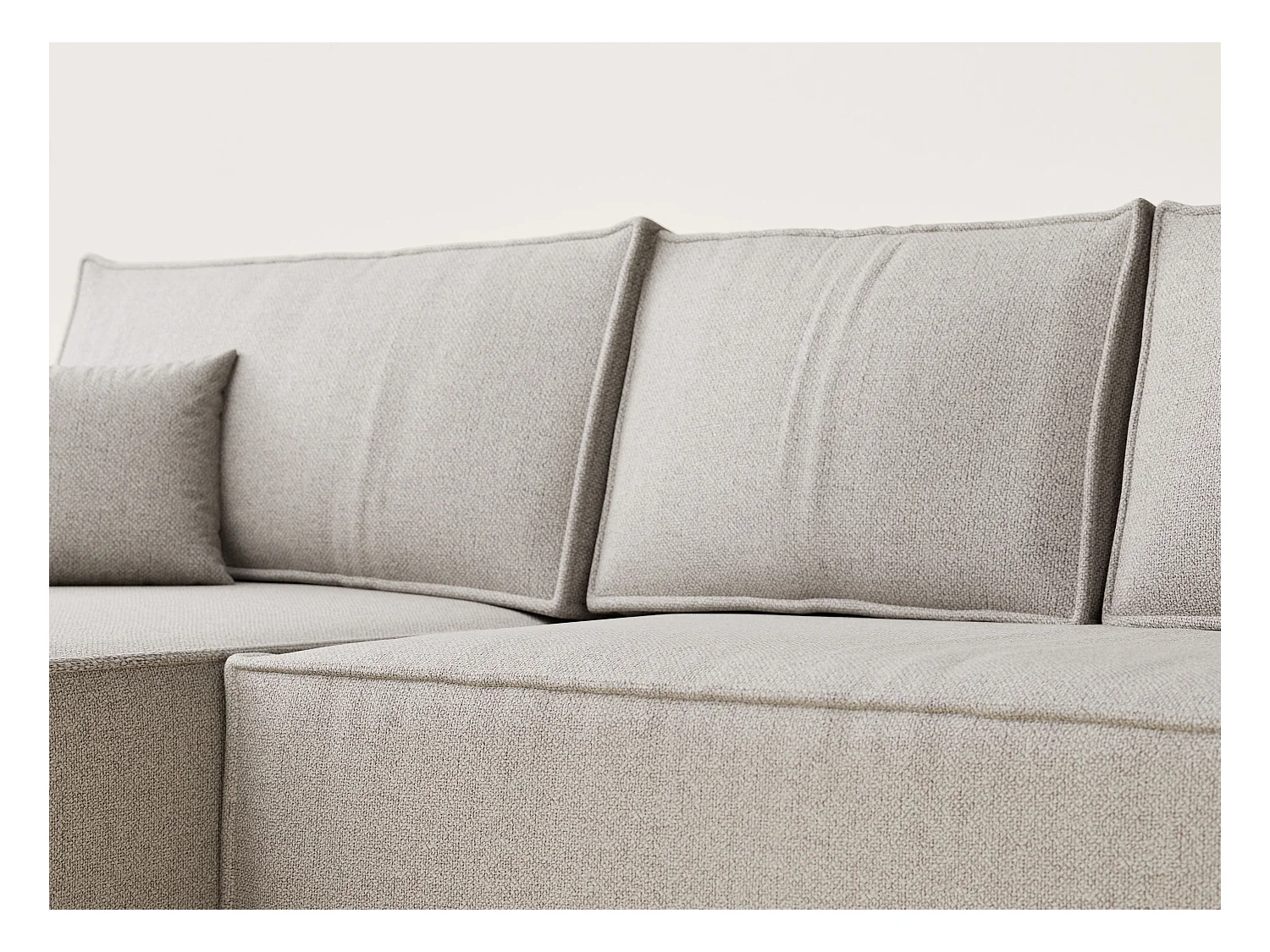 Canapé d'angle convertible Maze im tissu tresse - 5 places - beige