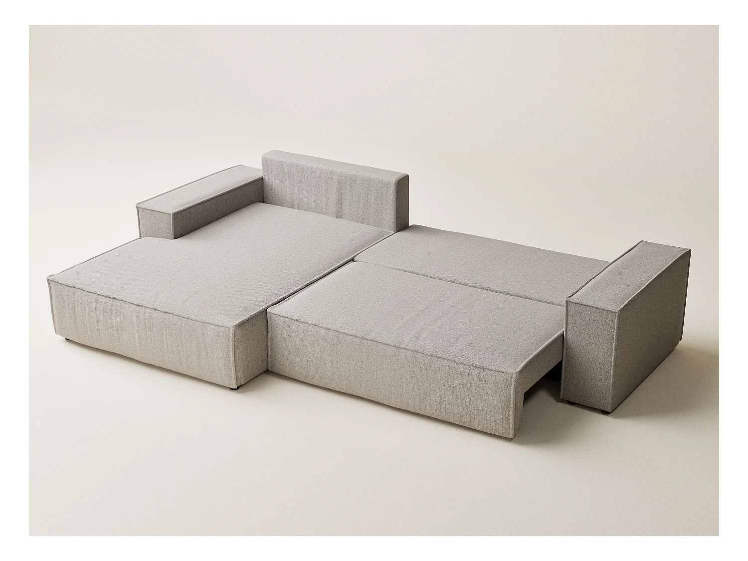 Canapé d'angle convertible Maze im tissu tresse - 5 places - beige