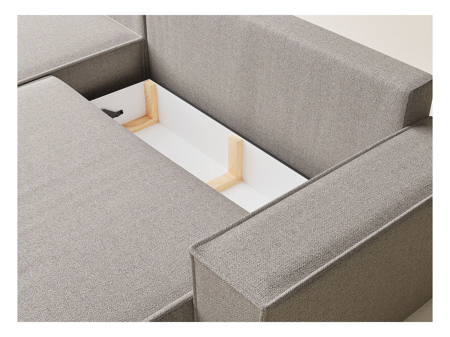 Canapé d'angle convertible Maze im tissu tresse - 5 places - beige