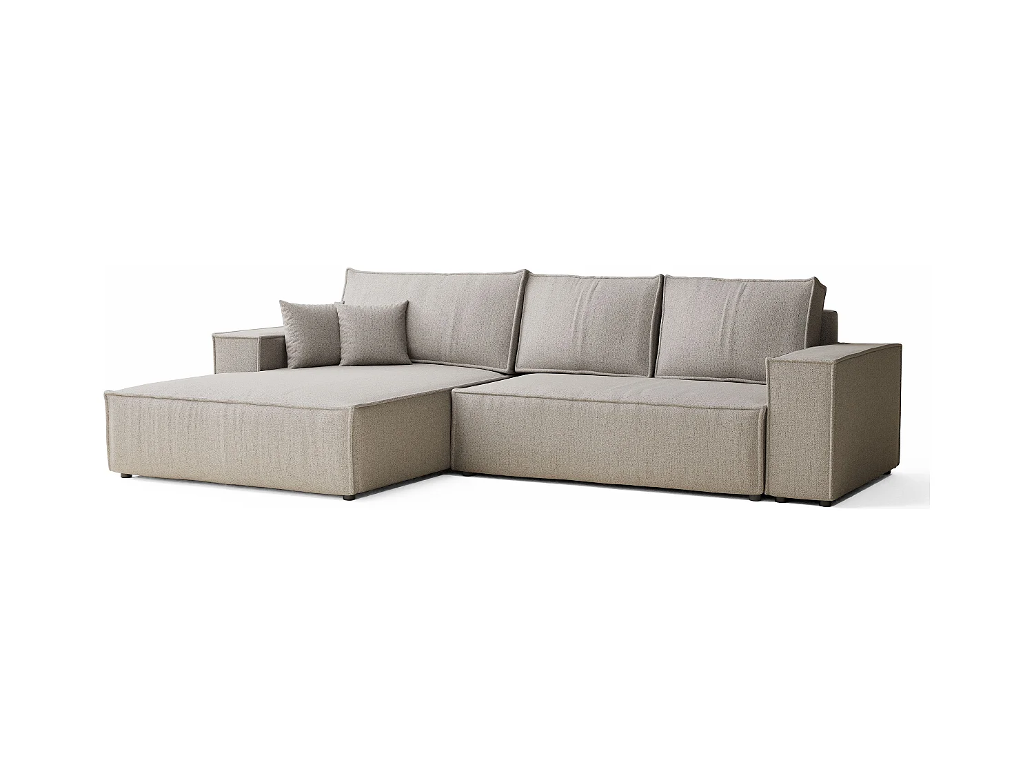 Canapé d'angle convertible Maze im tissu tresse - 5 places - beige