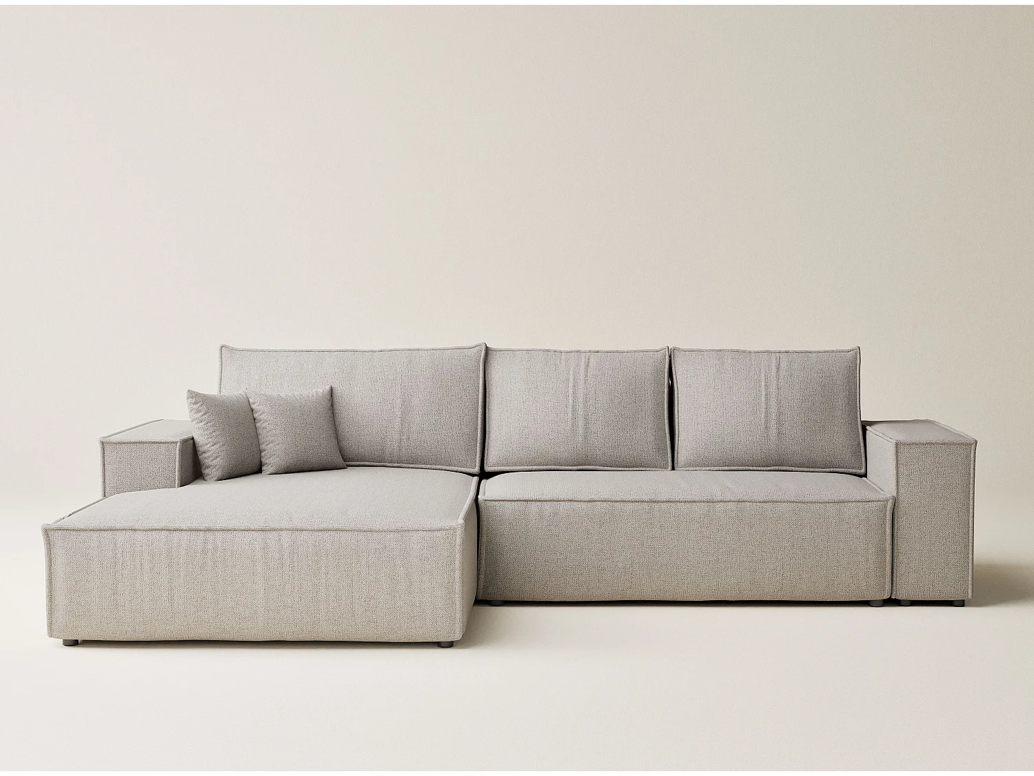 Canapé d'angle convertible Maze im tissu tresse - 5 places - beige