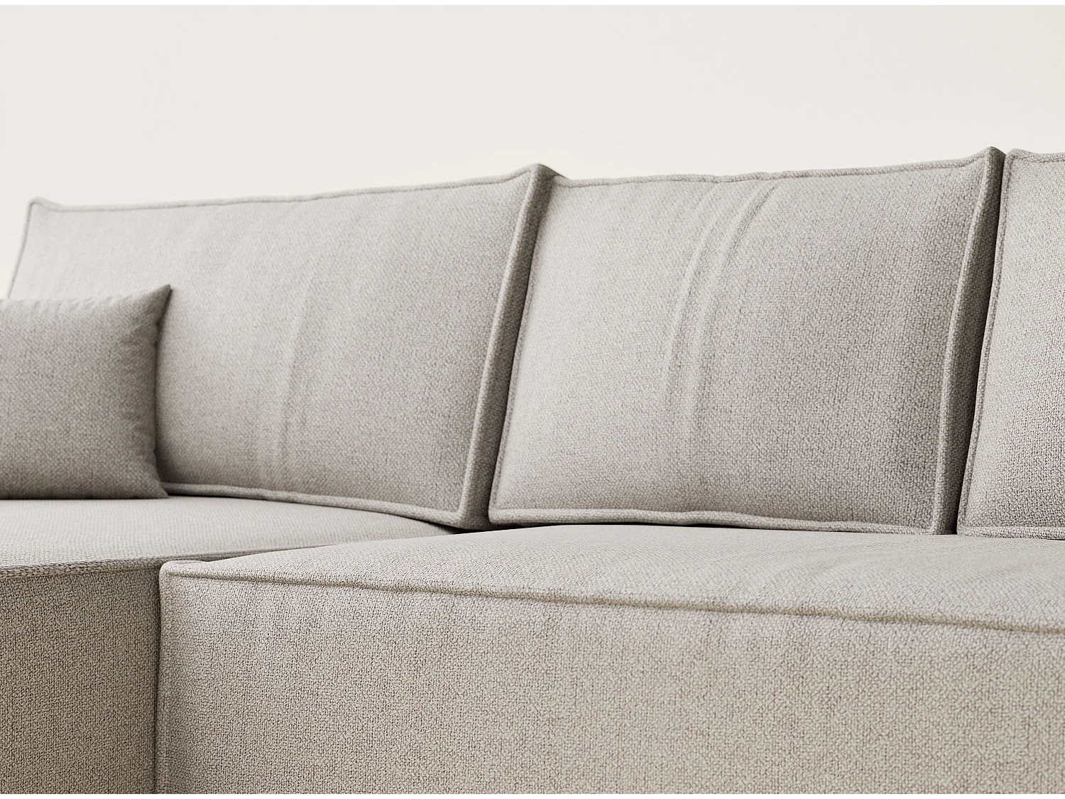 Canapé d'angle convertible Maze im tissu tresse - 5 places - beige