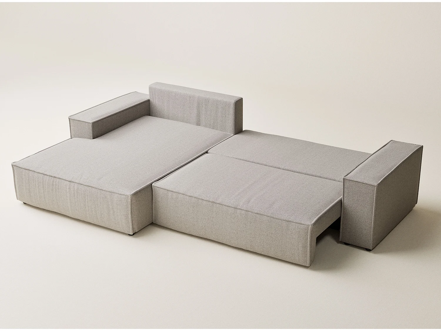 Canapé d'angle convertible Maze im tissu tresse - 5 places - beige