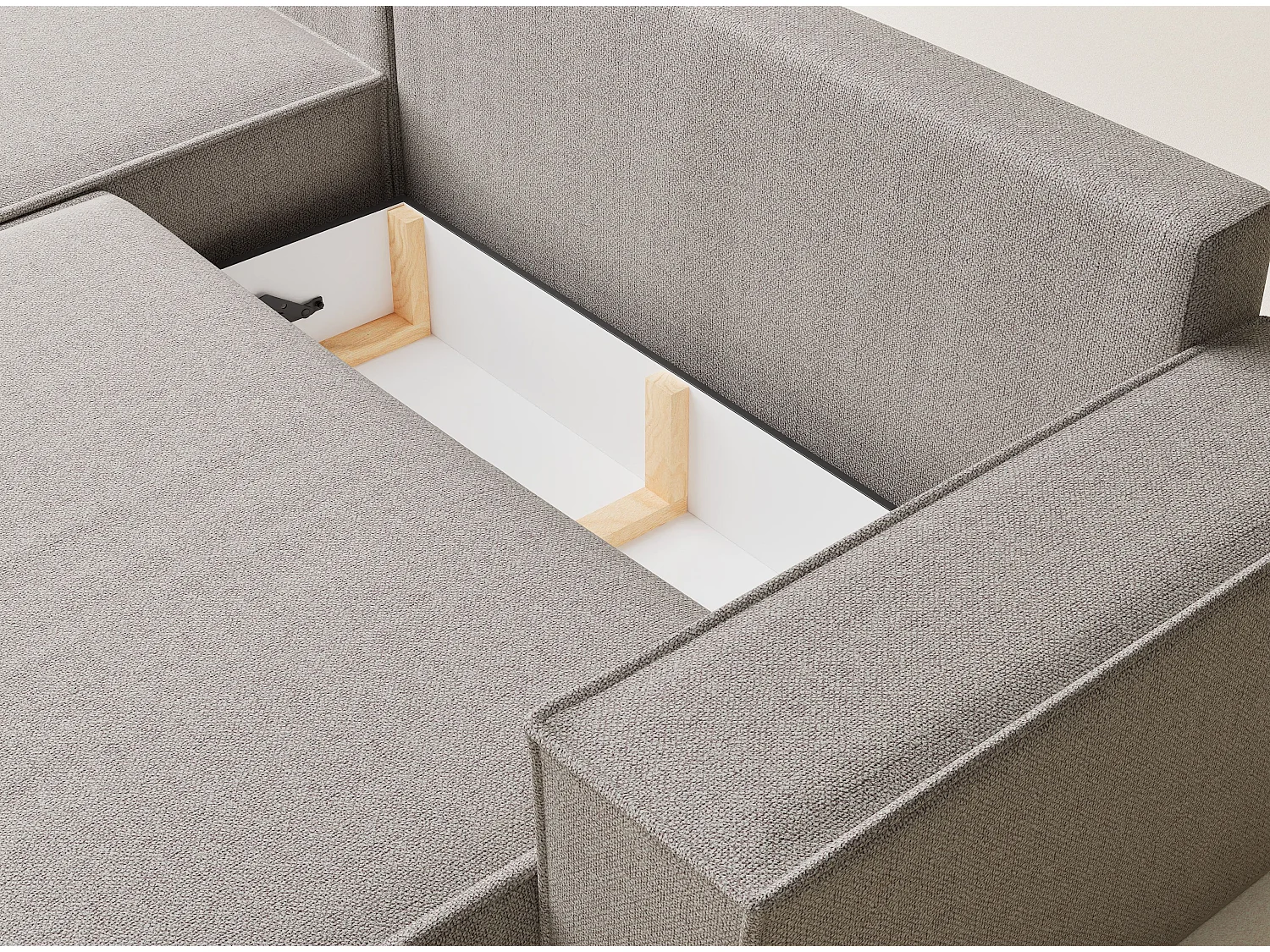 Canapé d'angle convertible Maze im tissu tresse - 5 places - beige