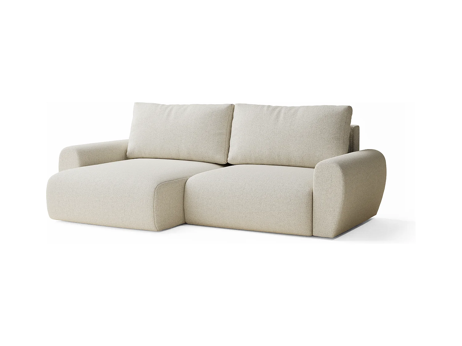 Canapé d'angle convertible Numba im tissu tresse - 3 places - creme