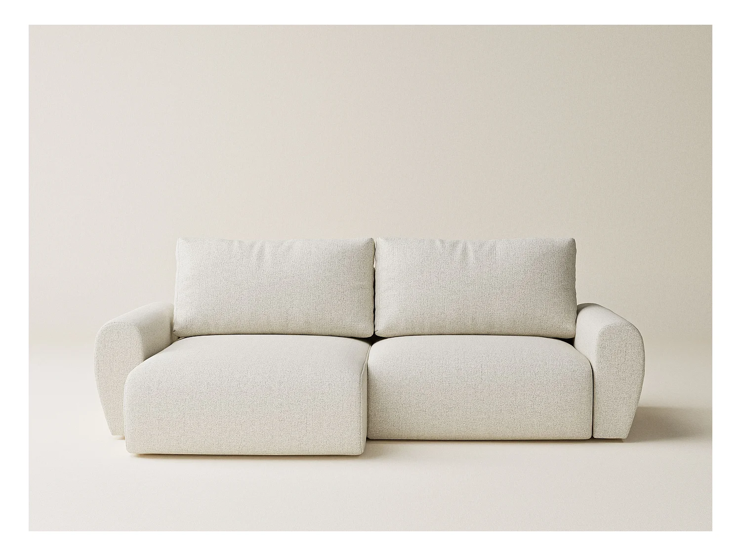 Canapé d'angle convertible Numba im tissu tresse - 3 places - creme