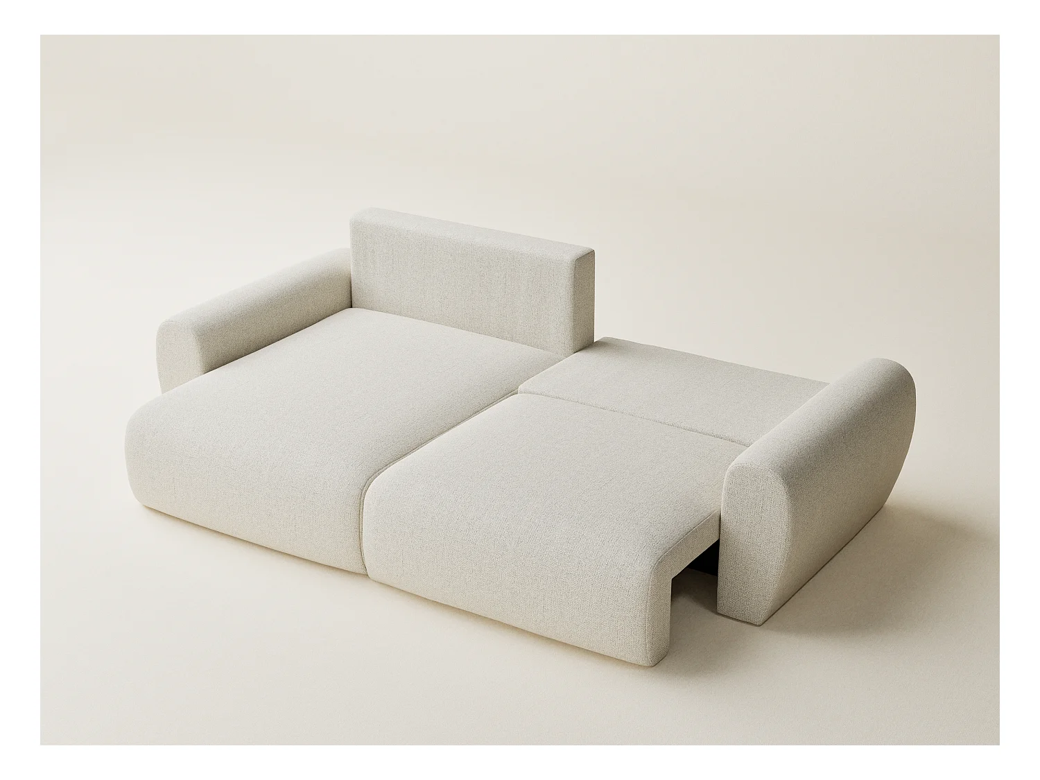 Canapé d'angle convertible Numba im tissu tresse - 3 places - creme