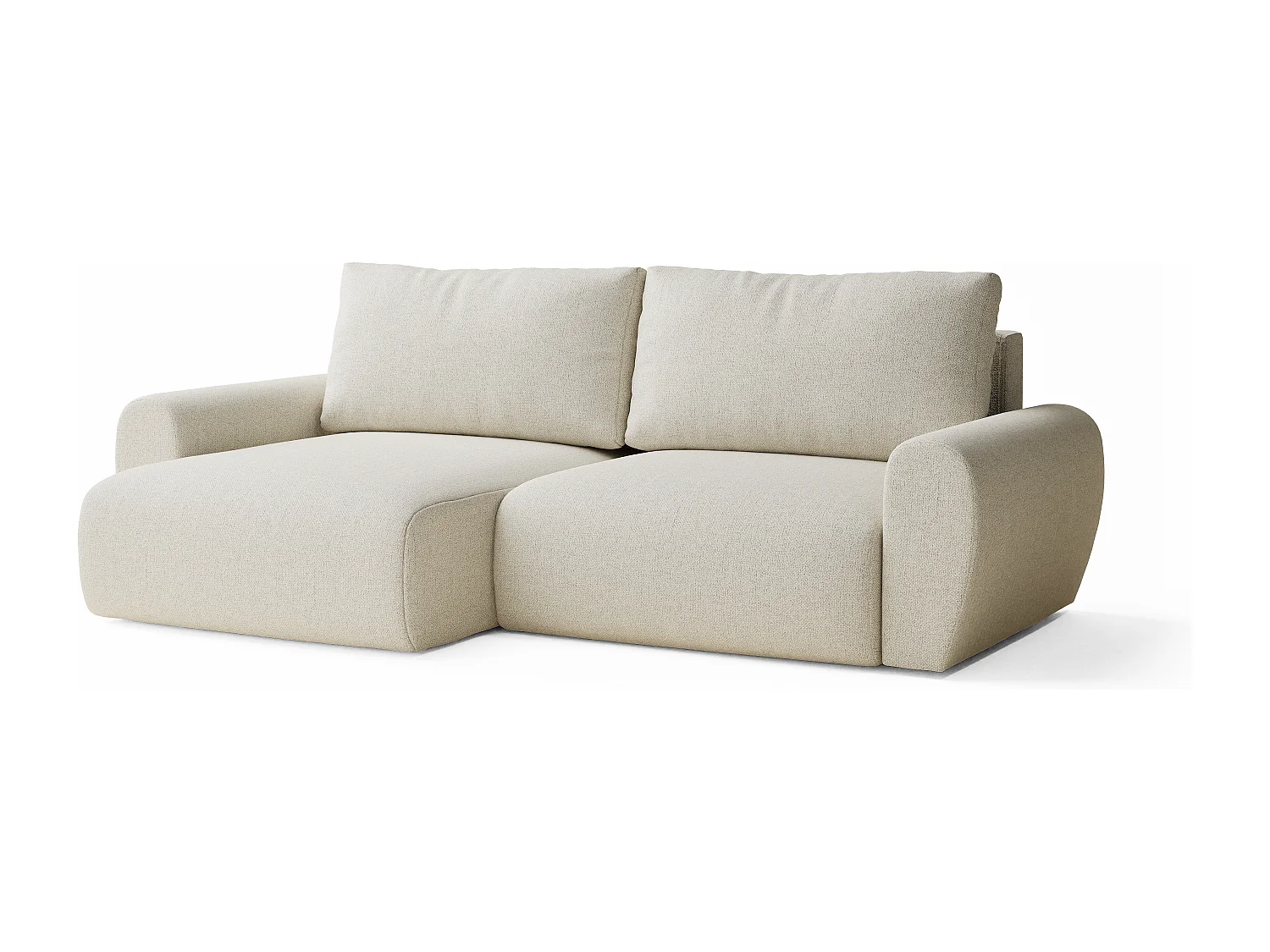 Ecksofa mit Schlaffunktion Numba aus Webstoff - Drei-Personen - creme