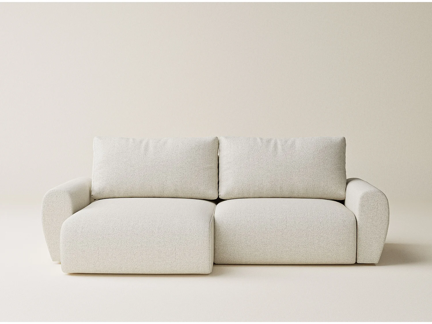 Ecksofa mit Schlaffunktion Numba aus Webstoff - Drei-Personen - creme