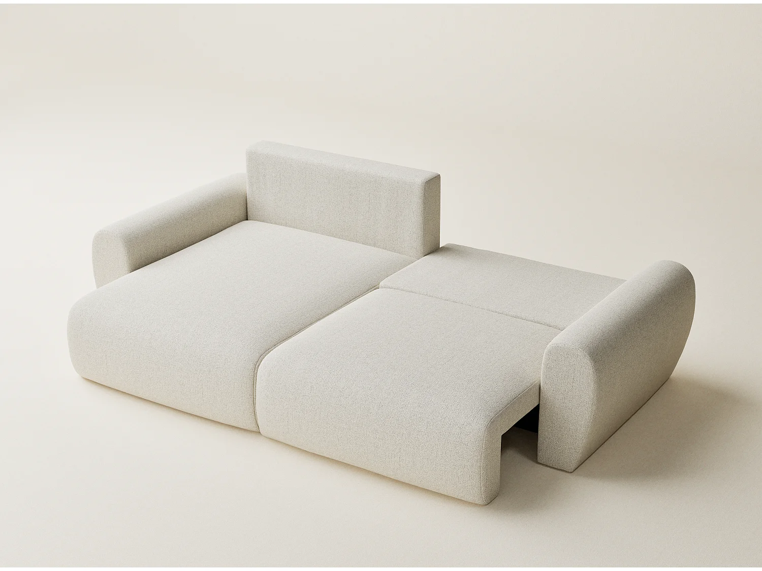 Ecksofa mit Schlaffunktion Numba aus Webstoff - Drei-Personen - creme