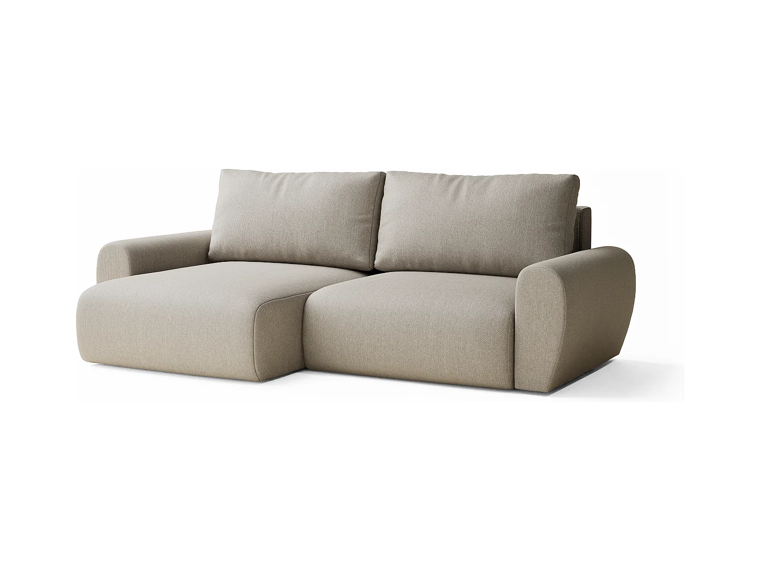 Canapé d'angle convertible Numba im tissu tresse - 3 places - beige